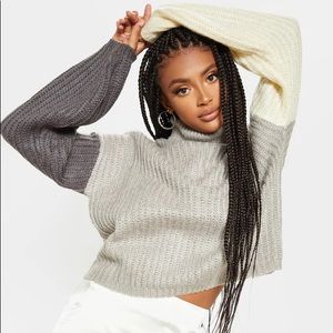 Grey block sweater (turtleneck)